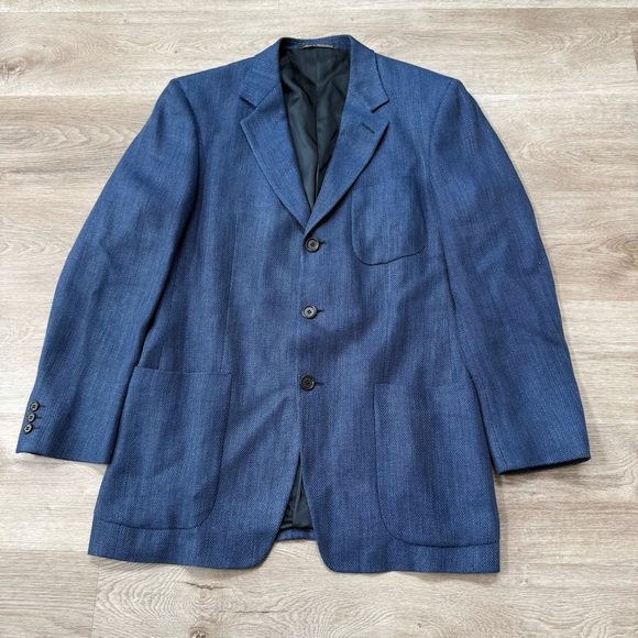 Vintage Ermenegildo Zegna Blazer Linen Rayon Wool Sport Coat 48R EU/38R US Blue